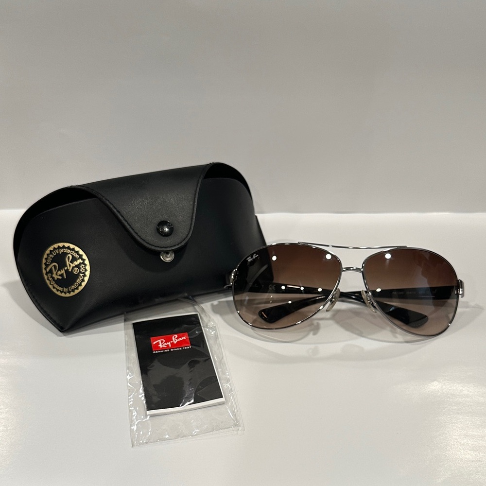 Ray-Ban Silver and Brown Aviator Sunglasses